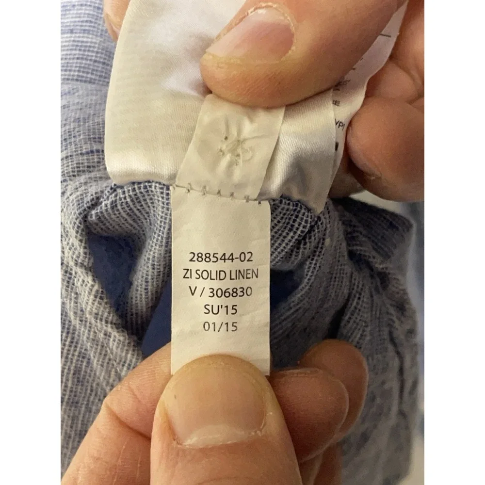 Banana Republic Shirt Men M Blue Linen Cotton Slim Button Up‎ Academia Vacation